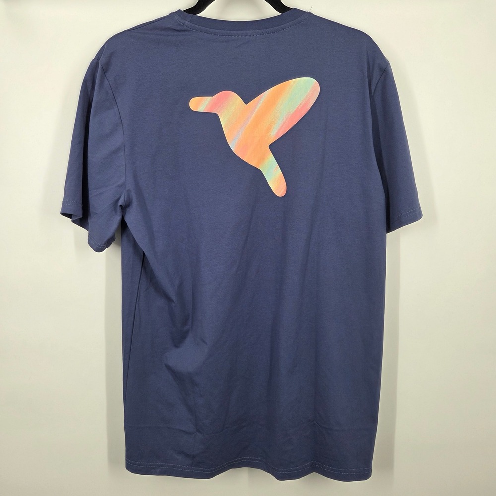 Birddogs T Shirt Mens L Navy Blue Watercolor Stretch Casual Spell Out Big Logo